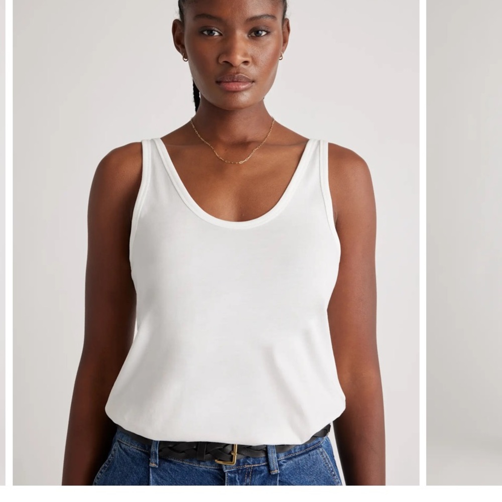 Quince White Cotton Modal Tank Top